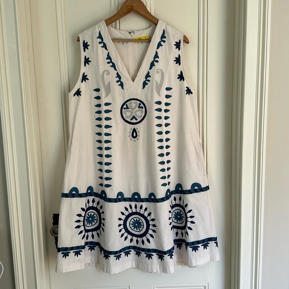 Roller Rabbit Embroidered Cotton Shift Dress